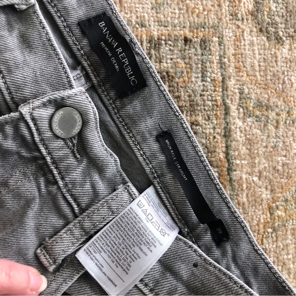 Banana Republic BR Straight High rise Light Grey Jeans 30” 99% Cotton